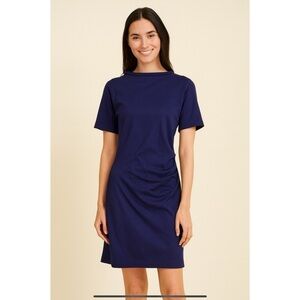 WINSER LONDON DRESS RUCHED BACK ZIP ROLLED COLLAR ELEGANT DAY TO DATE CHIC 12